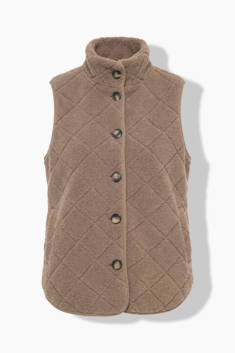 Ulla Popken Gilet Teddy in colore grigio taupe - immagine 2