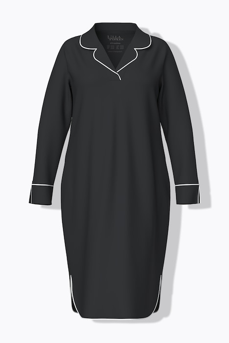 Ulla Popken Camicia da notte con revers e pistagna nera - immagine 2