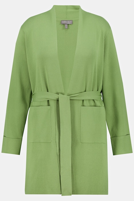 Ulla Popken Cardigan a Coste in Viscosa Verde Muschio - immagine 2