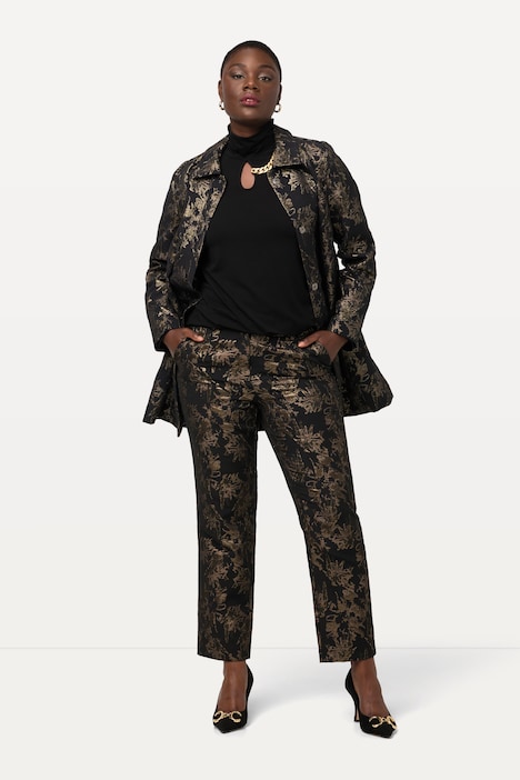 Pantaloni in Jaquard Nero nero, indossato da modella