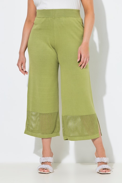 Ulla Popken Pantaloni in maglia con fascia traforata e vita elasticizzata - immagine 2