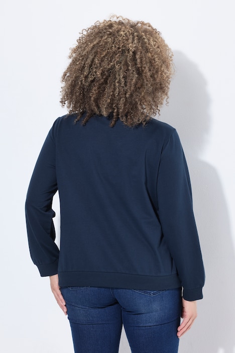 Felpa con ricami floreali e scollo tondo Ulla Popken 847277 - immagine 4