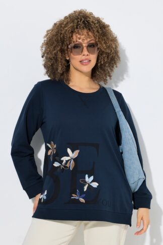 Felpa con ricami floreali e scollo tondo Ulla Popken 847277