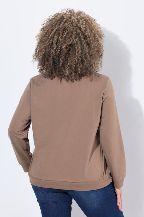 Felpa con ricami floreali e scollo tondo Ulla Popken 847277 - immagine 9