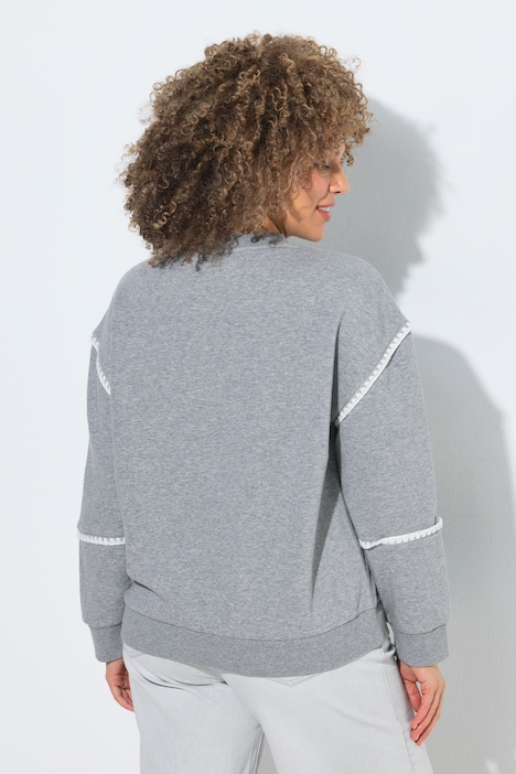 Felpa con dettagli all uncinetto e scollo tondo Ulla Popken 852826 - immagine 4
