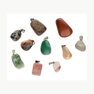 Set di 10 ciondoli in minerali misti placcati argento Vives