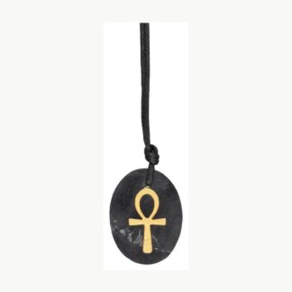Ciondolo ovale in shungite con croce egizia Vives